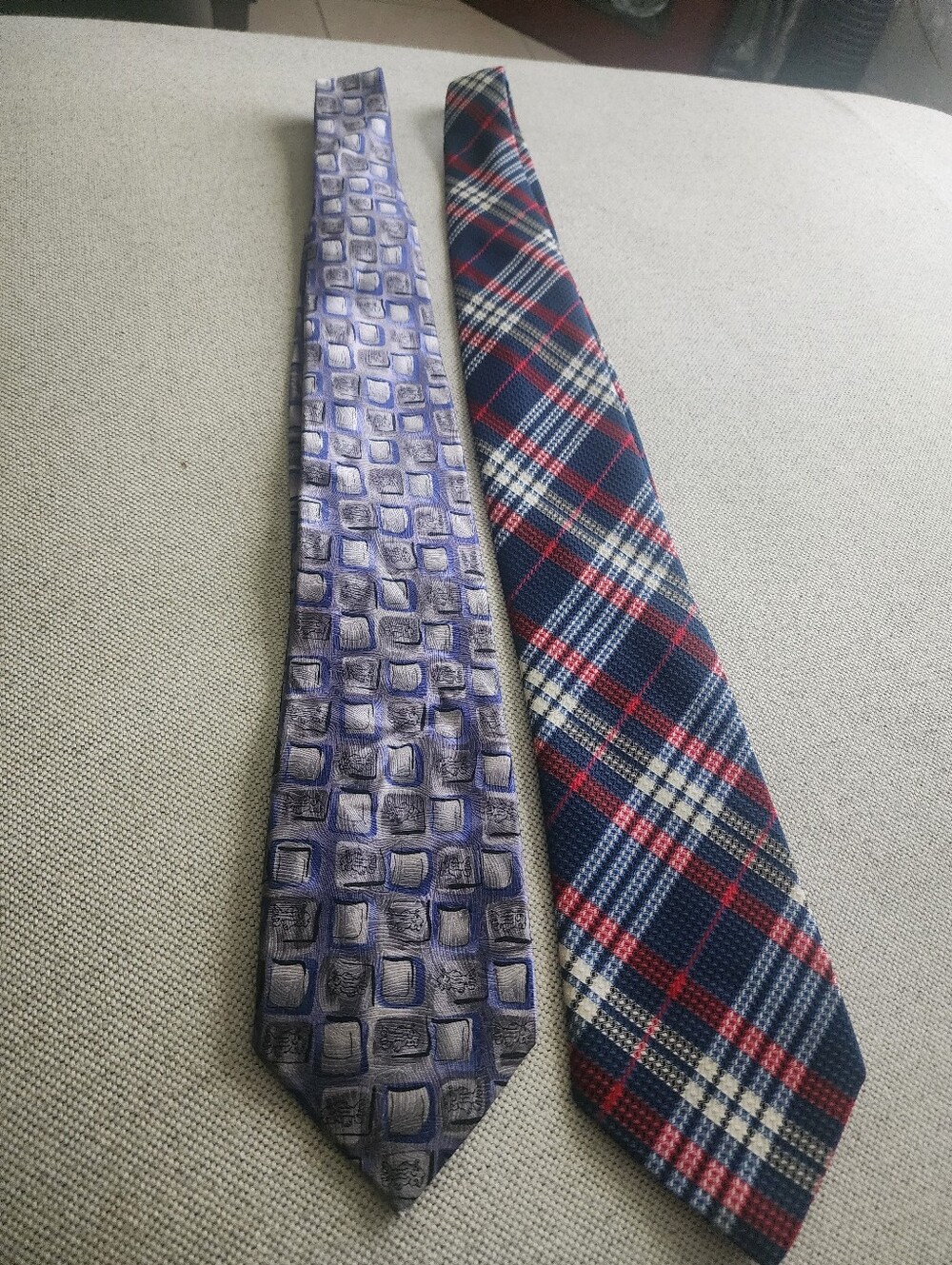 Men's Blue Plaid and Patterned Ties - Pack of 2